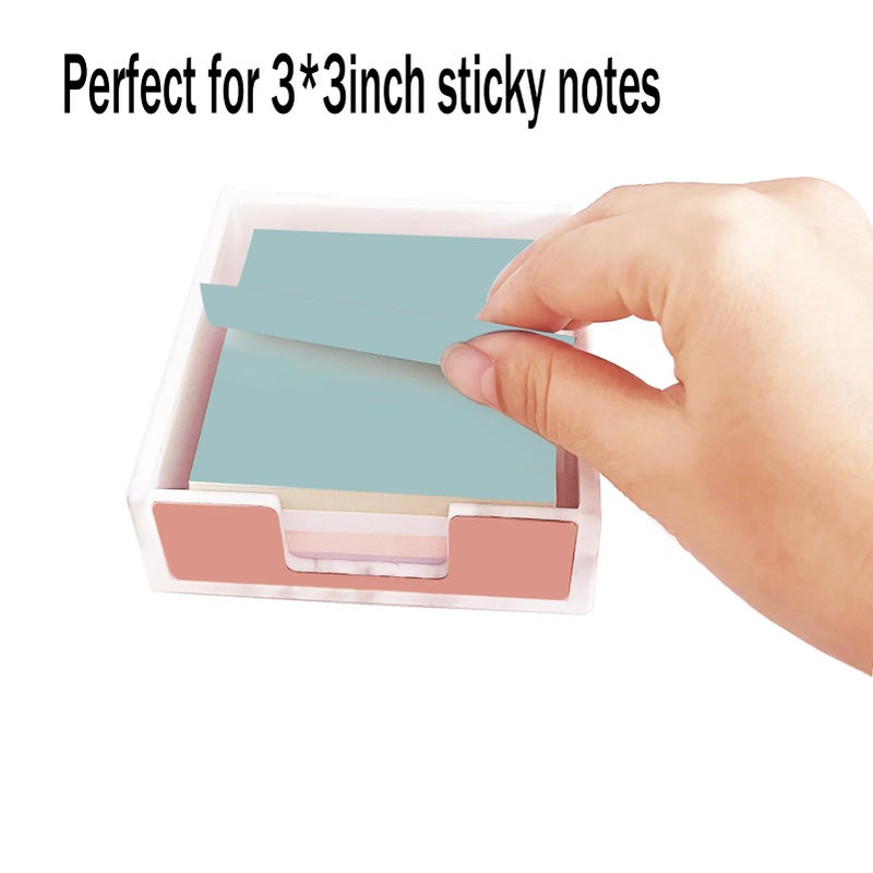 Supfoxer Marble White Sticky Notes Holderï¼ŒMemo Sticky Holder for 3" x 3" Adhesive notepads Storage Tray Despensers Office Desk Accessories Suppplies - Image 5
